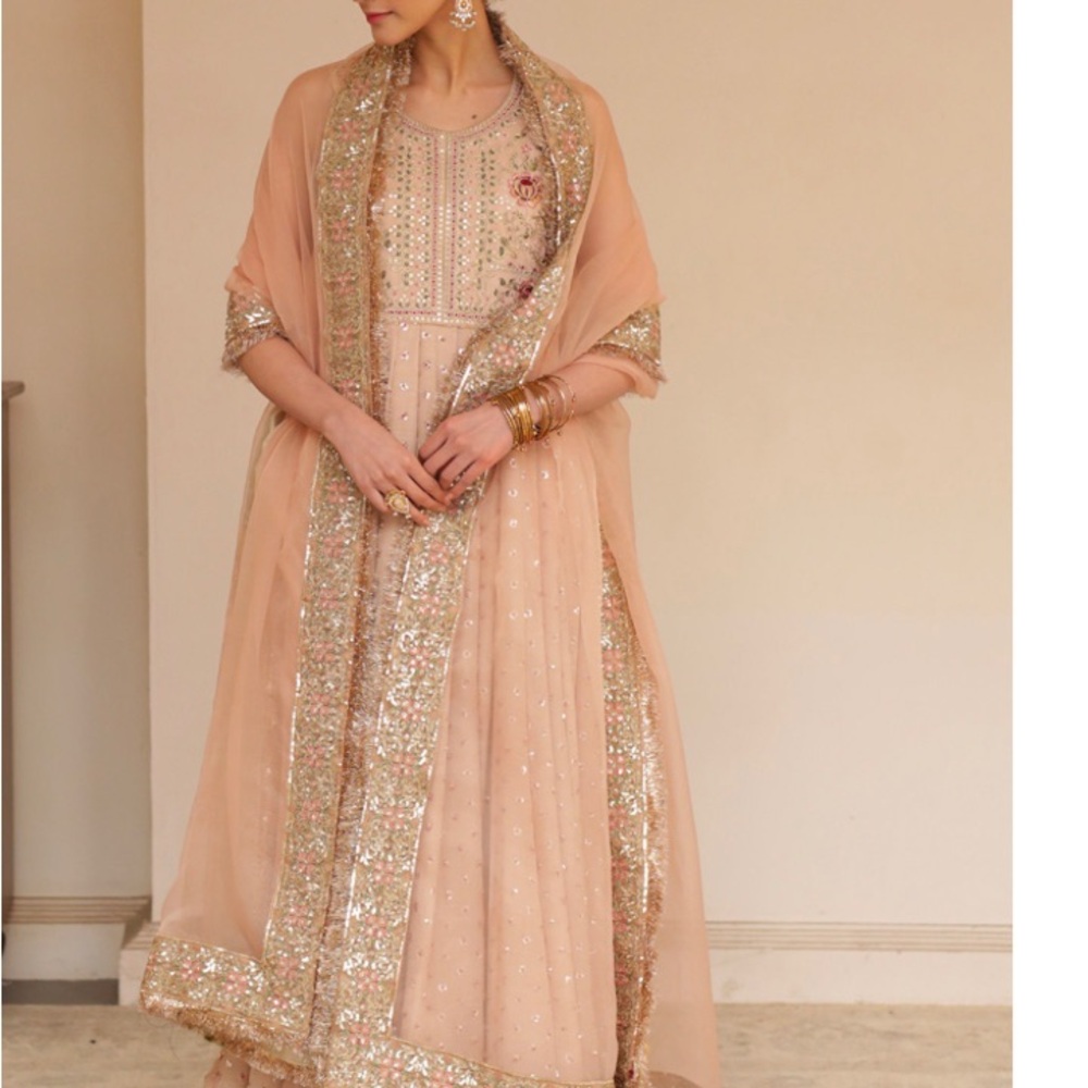 Elegant Peach Embellished Dress
